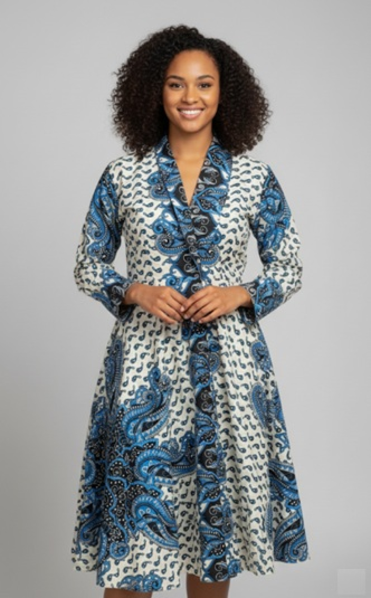  Lapel Collar A-Line Coat Dress