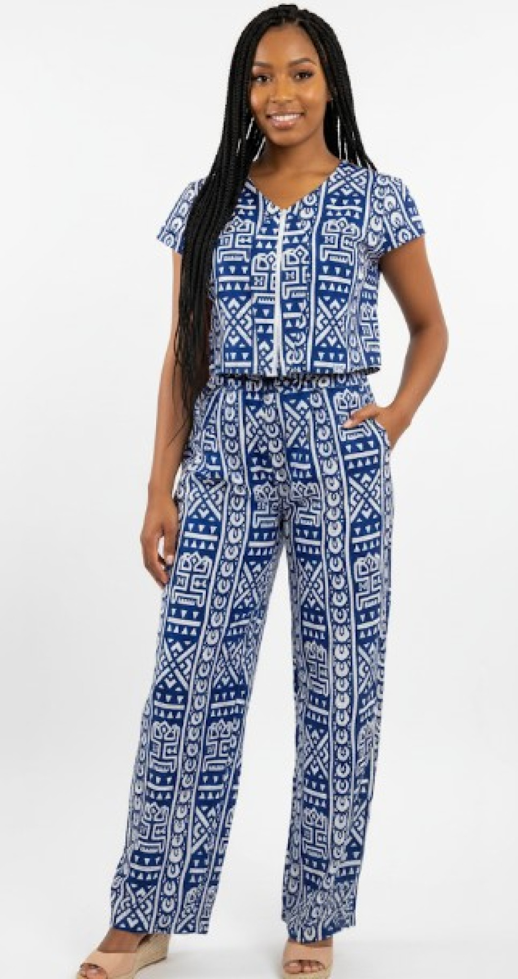  Indigo Print Jumpsuit
