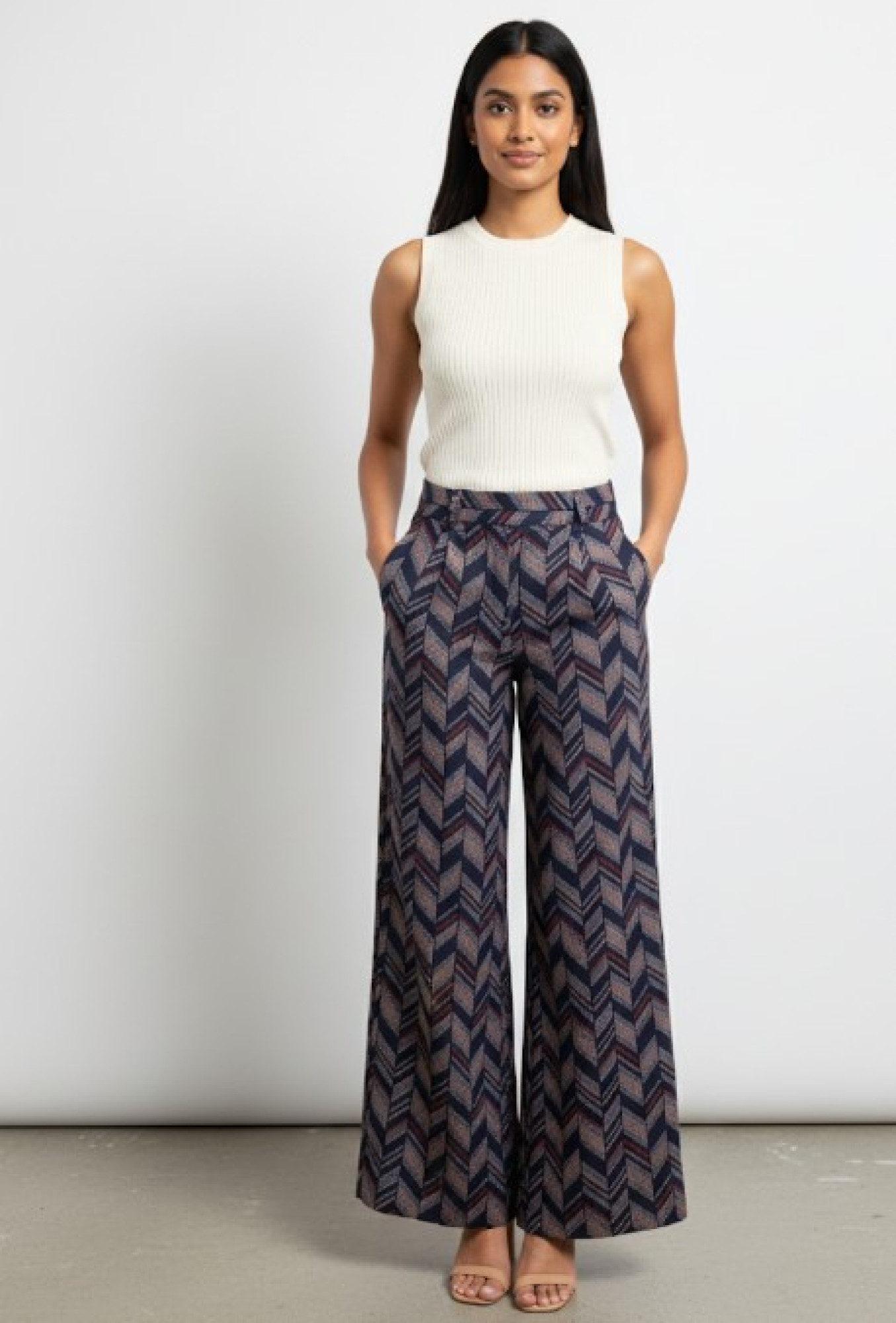 Retro Zigzag Palazzo Pants