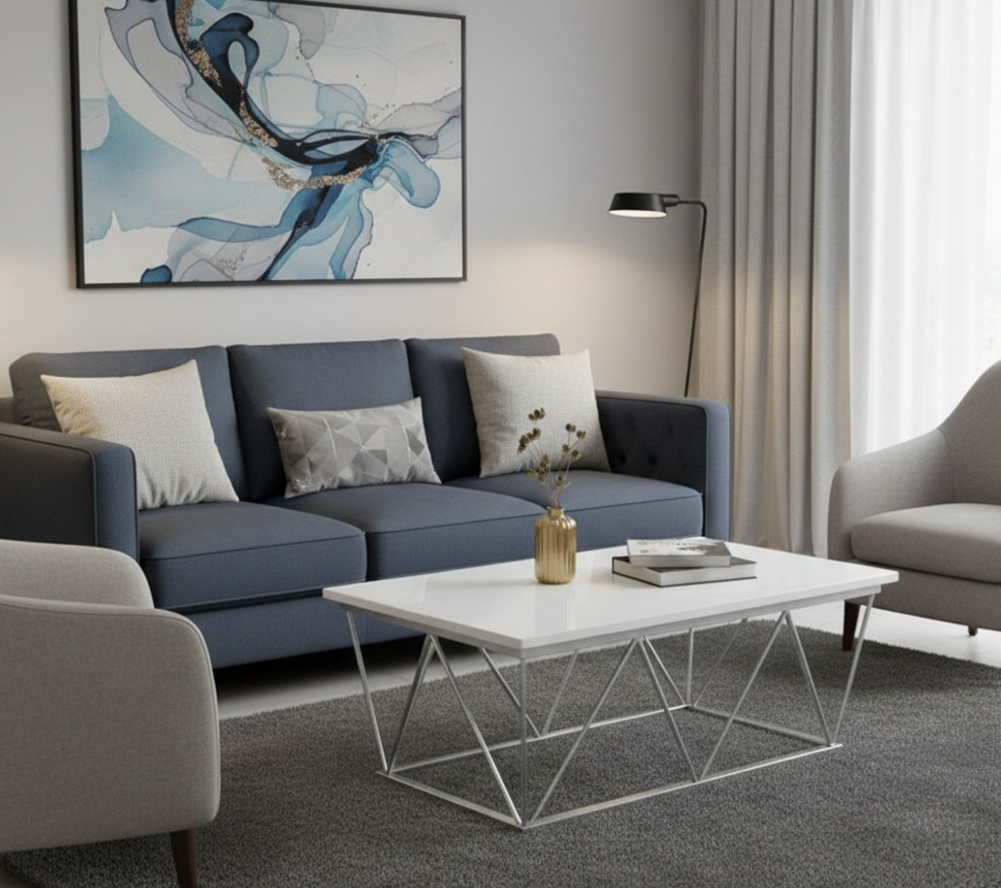 Luna Luxe Silver Coffee Table